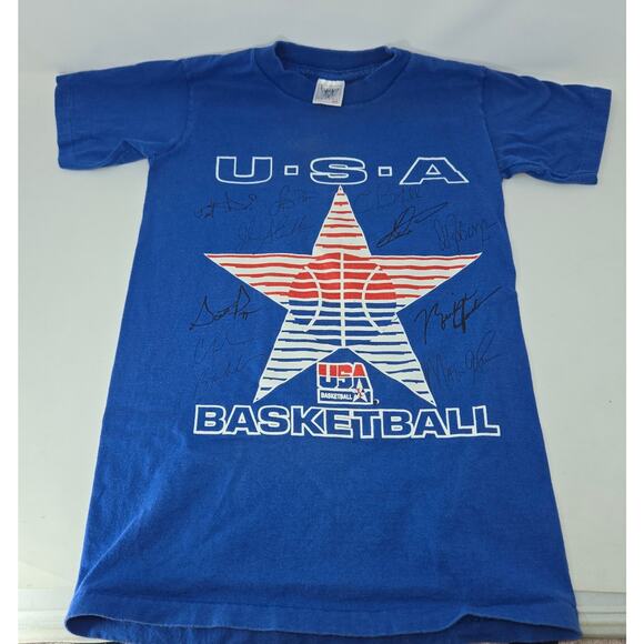 Vintage 1992 Olympic Team USA Basketball T-Shirt Youth Large Single Stitch Blue - Picture 1 of 13